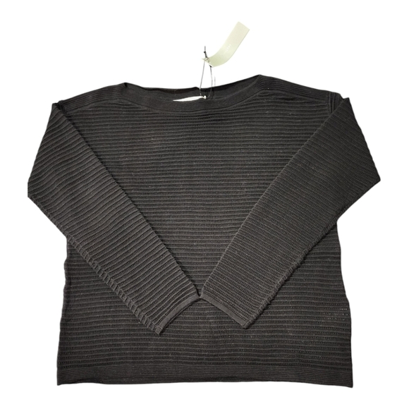 Revolve One Grey Day Textured Ribbed Long Sleeve Top Black 100% Cotton Size XS - Picture 1 of 6